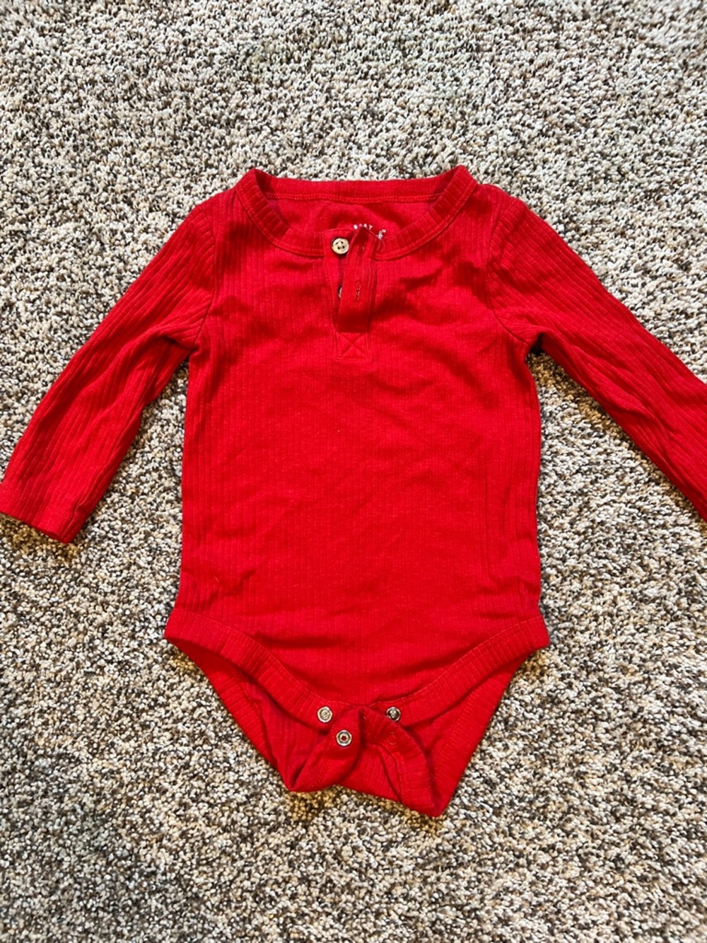 Cat & Jack Red Ribbed Long-Sleeve Baby Bodysuit